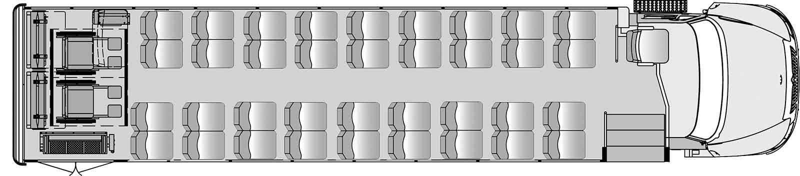 36 Passenger 2 Wheelchair With Flip and Foldaway Seats Plus Driver Floorplan Image
